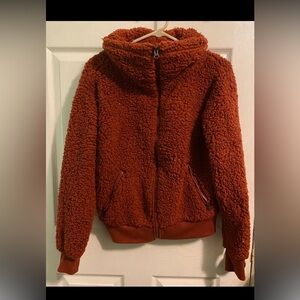 Cozy Rust Sherpa Zip-Up Jacket